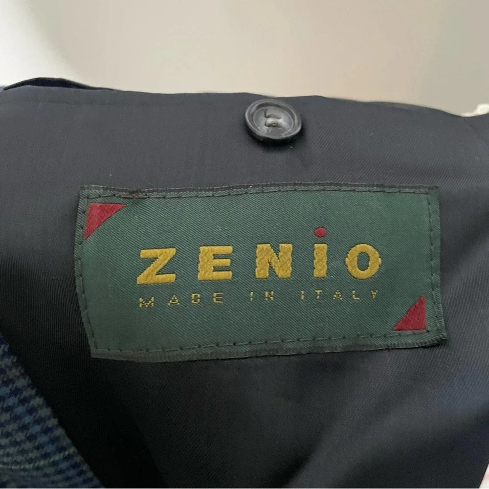 Zenio Suit‎ Jacket Blue Houndstooth Multicolor Stripe 40s
